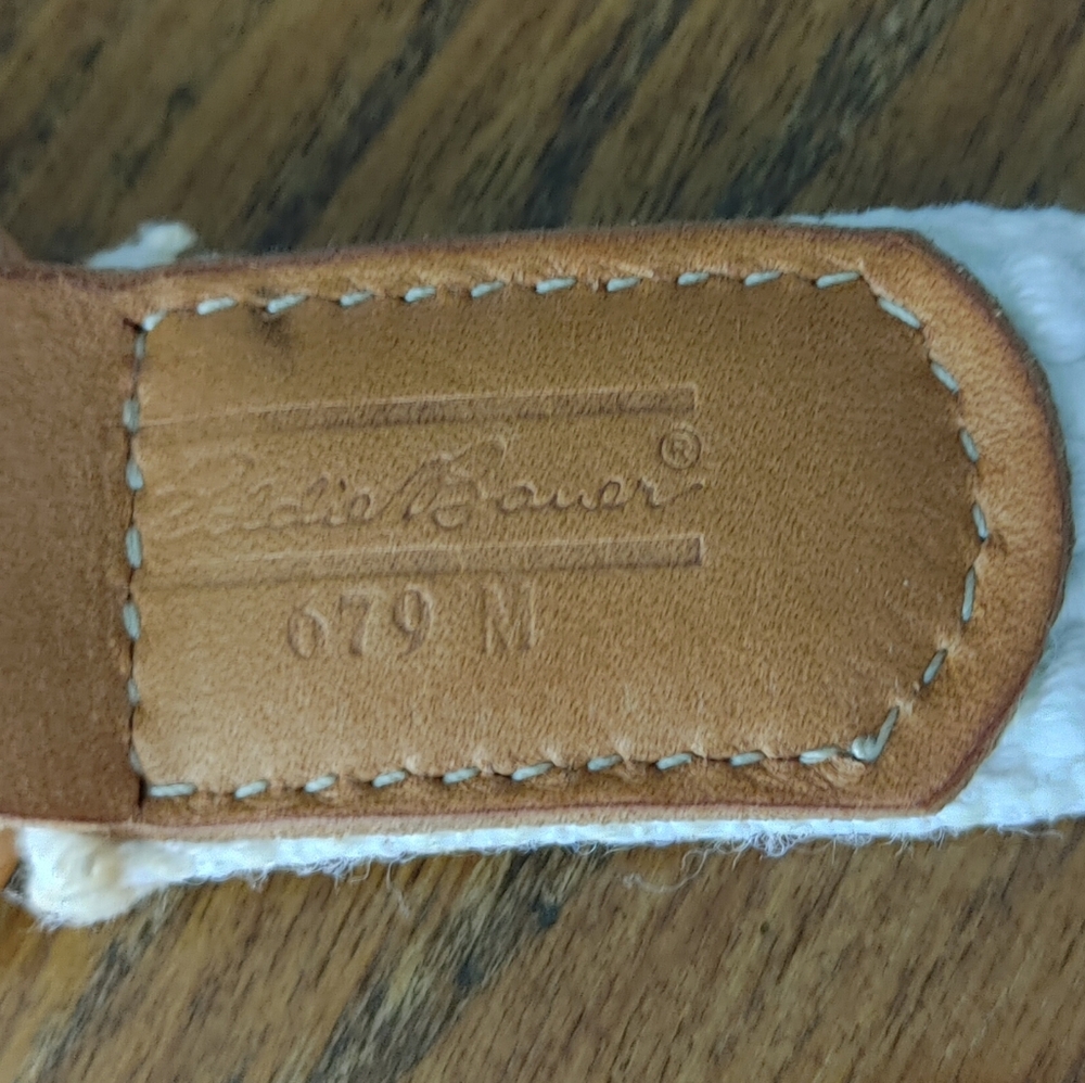 Eddie Bauer Tan Leather &Waffle Weave BELT in cream/tan (239) size 25-29"